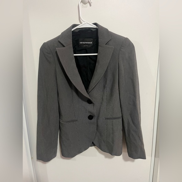 Emporio Armani Jackets & Blazers - Emporio Armani Women's Size Small Italian 36 Gray Blazer Jacket Padded Shoulders